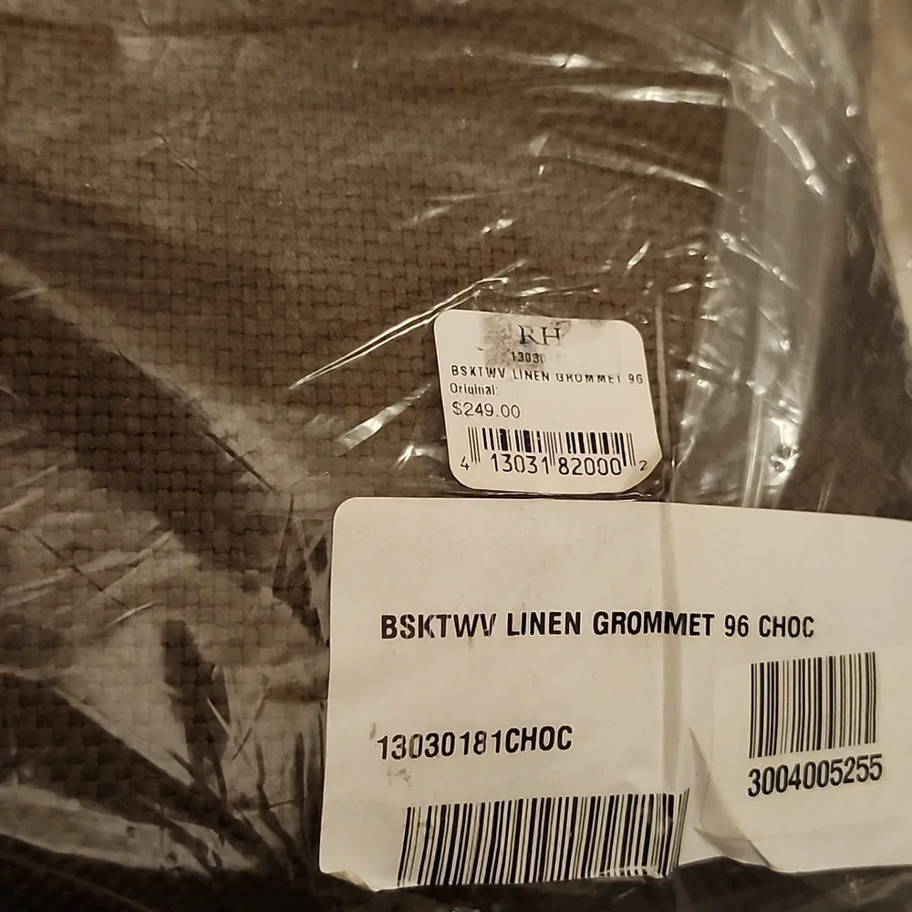 Restoration Hardware Basketweave Linen Drapes Drapery Panel Grommet Chocolate 96